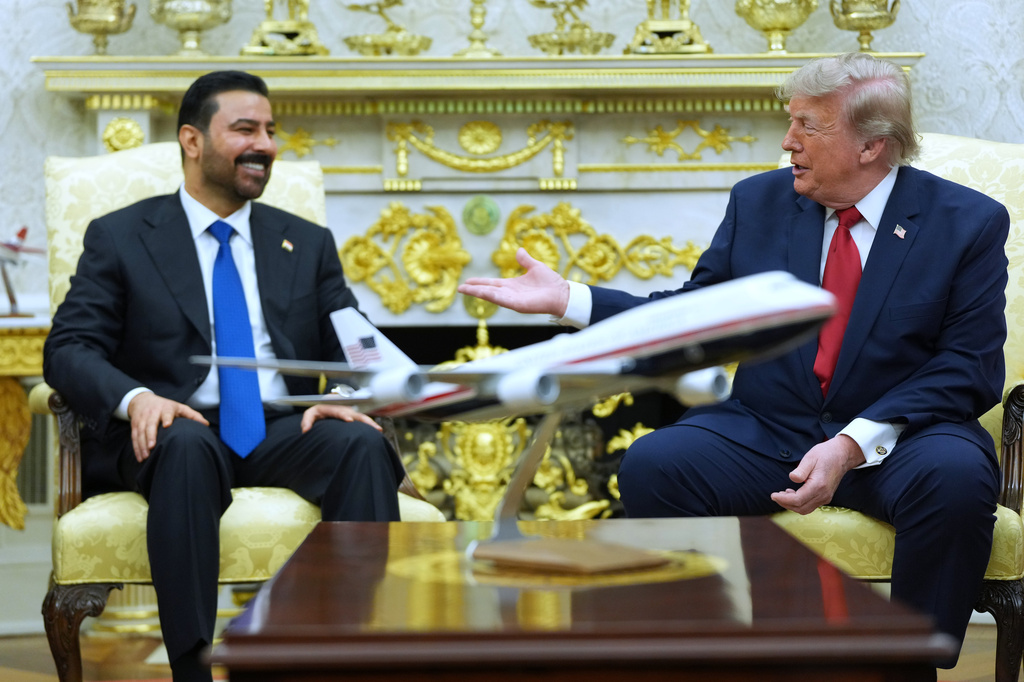 President Donald Trump meets with Iraq's Prime Minister Ali al-Zaidi in the Oval Office of the White House, Tuesday, July 14, 2026, in Washington. (AP Photo/Julia Demaree Nikhinson)