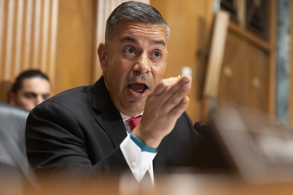 Sen. Ben Ray Lujan, D-N.M., speaks as Secretary of Health and Human Services Robert F. Kennedy Jr., appears before the Senate Finance Committee, on Capitol Hill in Washington, Thursday, Sept. 4, 2025. (AP Photo/Mark Schiefelbein)
