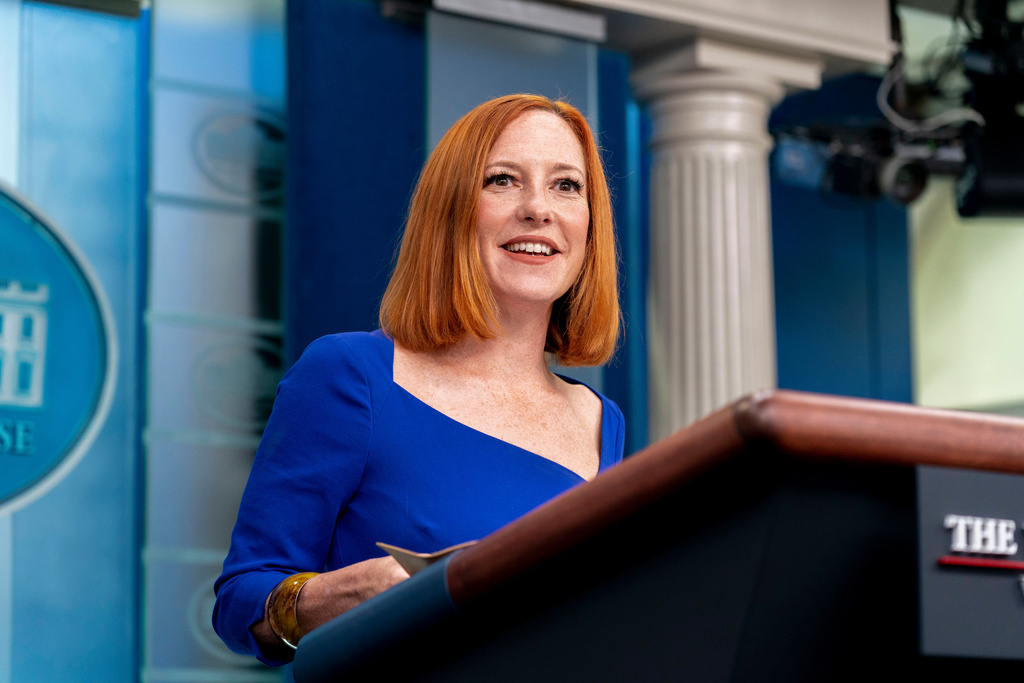FILE - White House press secretary Jen Psaki speaks at her last press briefing at the White House, May 13, 2022, in Washington. (AP Photo/Andrew Harnik, File)