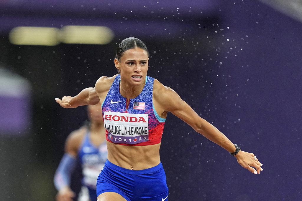 United States' Sydney McLaughlin-Levrone wins the gold medal in the women's 400 meters final at the World Athletics Championships in Tokyo, Thursday, Sept. 18, 2025. (AP Photo/Petr David Josek)