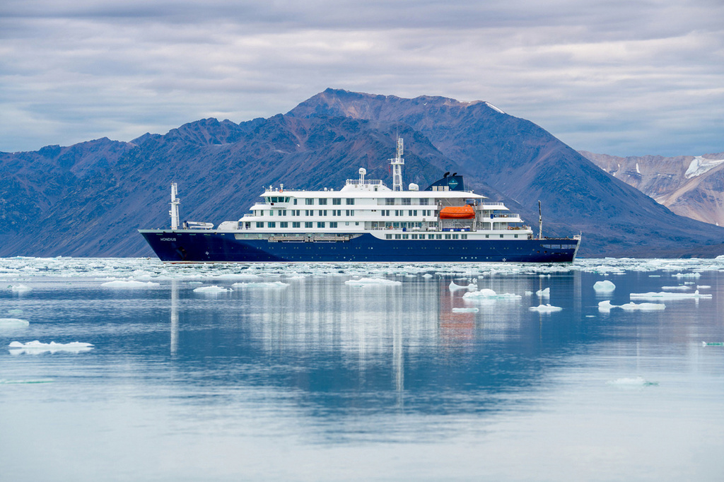 This undated photo provided by Oceanwide Expeditions shows the m/v Hondius, a Polar Class 6 passenger vessel, at sea. (Oceanwide Expeditions via AP)