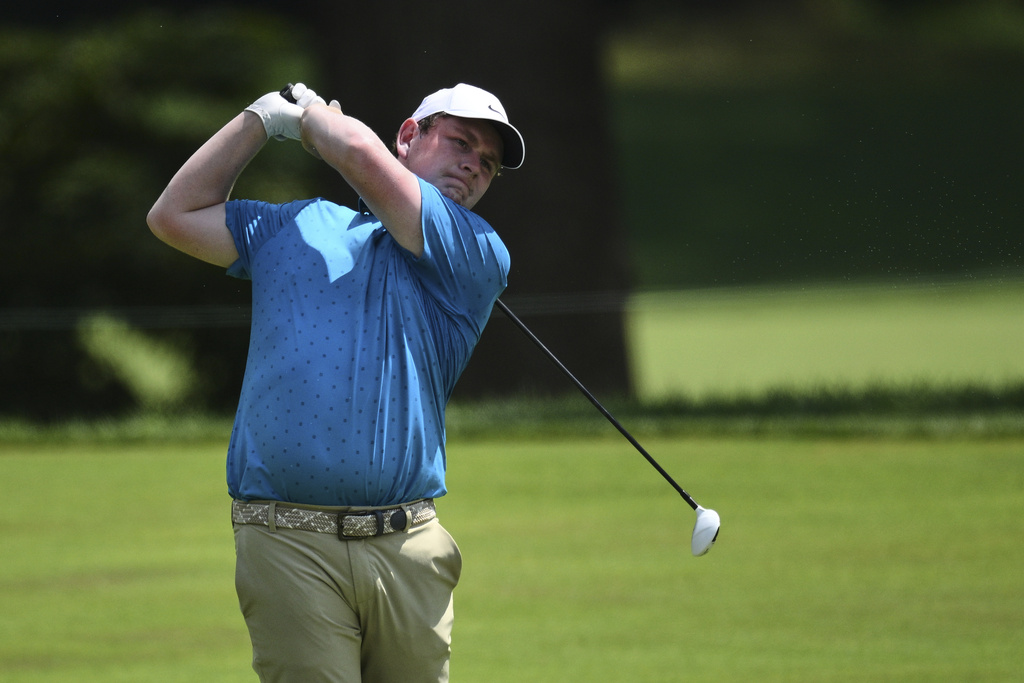Robert MacIntyre, of Scotland, hits from the fairway on the 16th hole during the second round of the BMW Championship golf tournament, Friday, Aug. 15, 2025, in Owings Mills, Md. (AP Photo/Nick Wass)