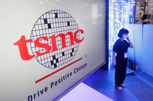 FILE - This photo shows the logo of TSMC (Taiwan Semiconductor Manufacturing Company) during the Taiwan Innotech Expo at the World Trade Center in Taipei, Taiwan, Oct. 14, 2022. (AP Photo/Chiang Ying-ying, File) FILE - This photo shows the logo of TSMC (Taiwan Semiconductor Manufacturing Company) during the Taiwan Innotech Expo at the World Trade Center in Taipei, Taiwan, Oct. 14, 2022. (AP Photo/Chiang Ying-ying, File)
