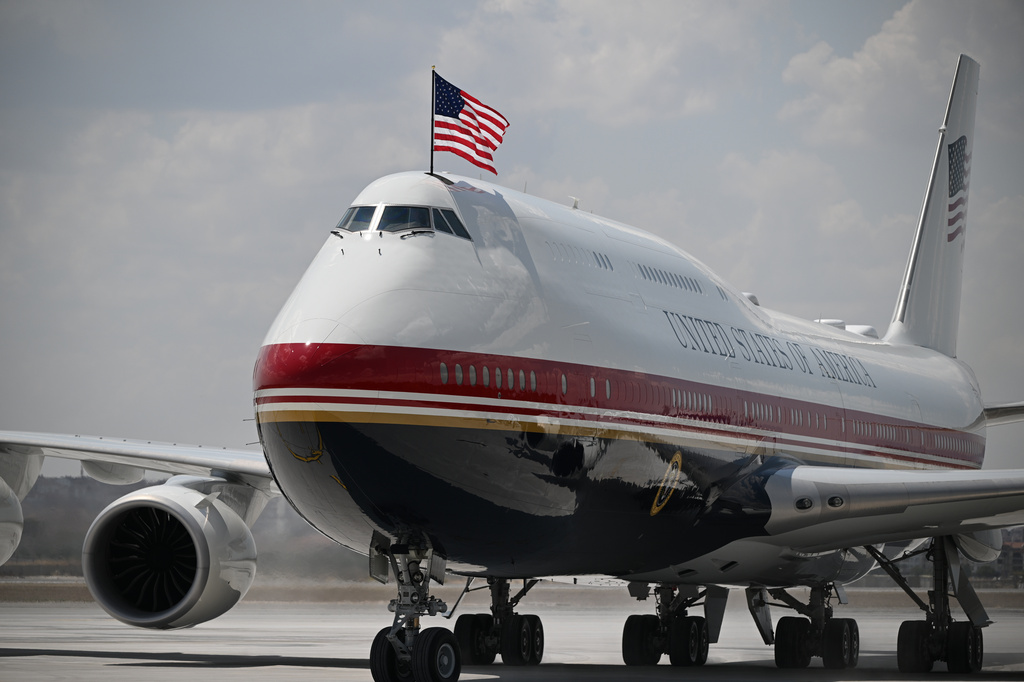 Air Force One carrying President Donald Trump arrives for the NATO summit in Ankara, Turkey, Tuesday, July 7, 2026. (Abdullah Güçlü, Pool Photo via AP)