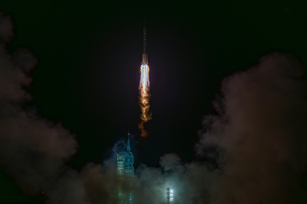 The Shenzhou-23 manned mission launches from the Jiuquan Satellite Launch Center in Jiuquan, northwestern China on Sunday, May 24, 2026. (AP Photo/Ng Han Guan)