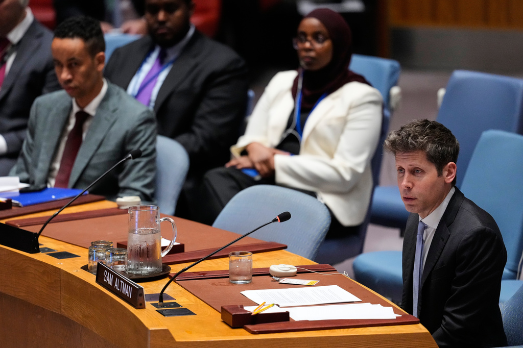 Sam Altman, CEO of OpenAI, speaks during a Security Council meeting on artificial intelligence at the 81st session of the United Nations General Assembly at United Nations headquarters, Wednesday, Sept. 23, 2026. (AP Photo/Yuki Iwamura)