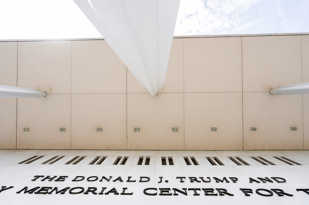 The John F. Kennedy Center for the Performing Arts is seen following a media tour intended to show building damage, Wednesday, April 22, 2026, in Washington. (AP Photo/Julia Demaree Nikhinson)