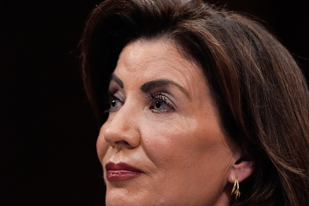 FILE - New York Gov. Kathy Hochul speaks during a House Committee on Oversight and Government Reform hearing, June 12, 2025, at the U.S. Capitol in Washington. (AP Photo/Julia Demaree Nikhinson, File)