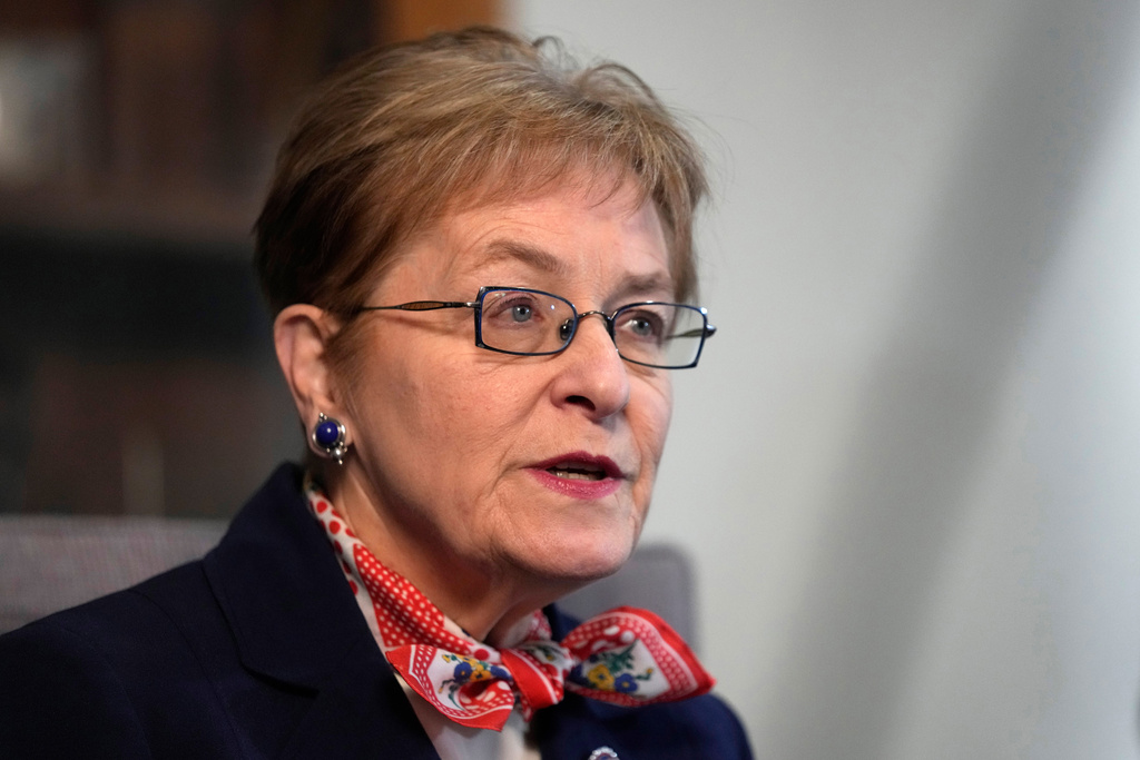 FILE - U.S. Rep. Marcy Kaptur, D-Ohio, is interviewed Dec. 9, 2022, in Toledo, Ohio. (AP Photo/Carlos Osorio, File)