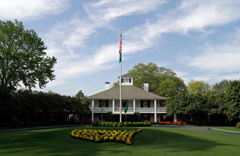 FILE - The Augusta National clubhouse during a practice round at the Masters golf tournament in Augusta, Ga., April 7, 2010. (AP Photo/Rob Carr, File)