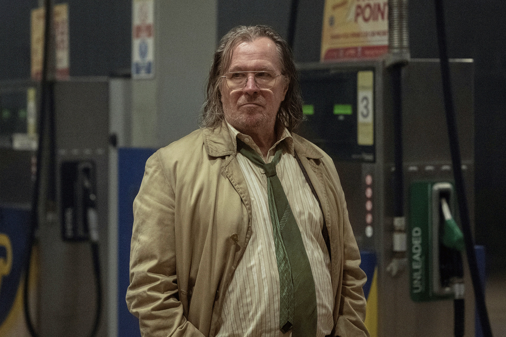 This image released by Apple TV+ shows Gary Oldman in a scene from "Slow Horses." (Jack English/Apple TV+ via AP)
