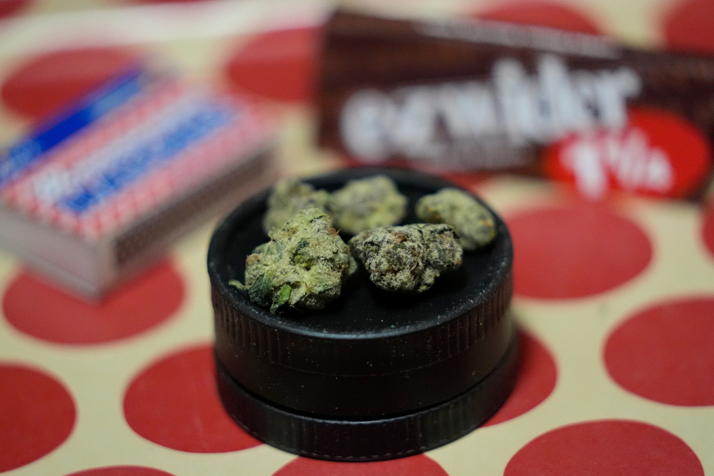 A gram of cannabis is seen Friday, Nov. 14, 2025, in Brookline, Mass. (AP Photo/Robert F. Bukaty)