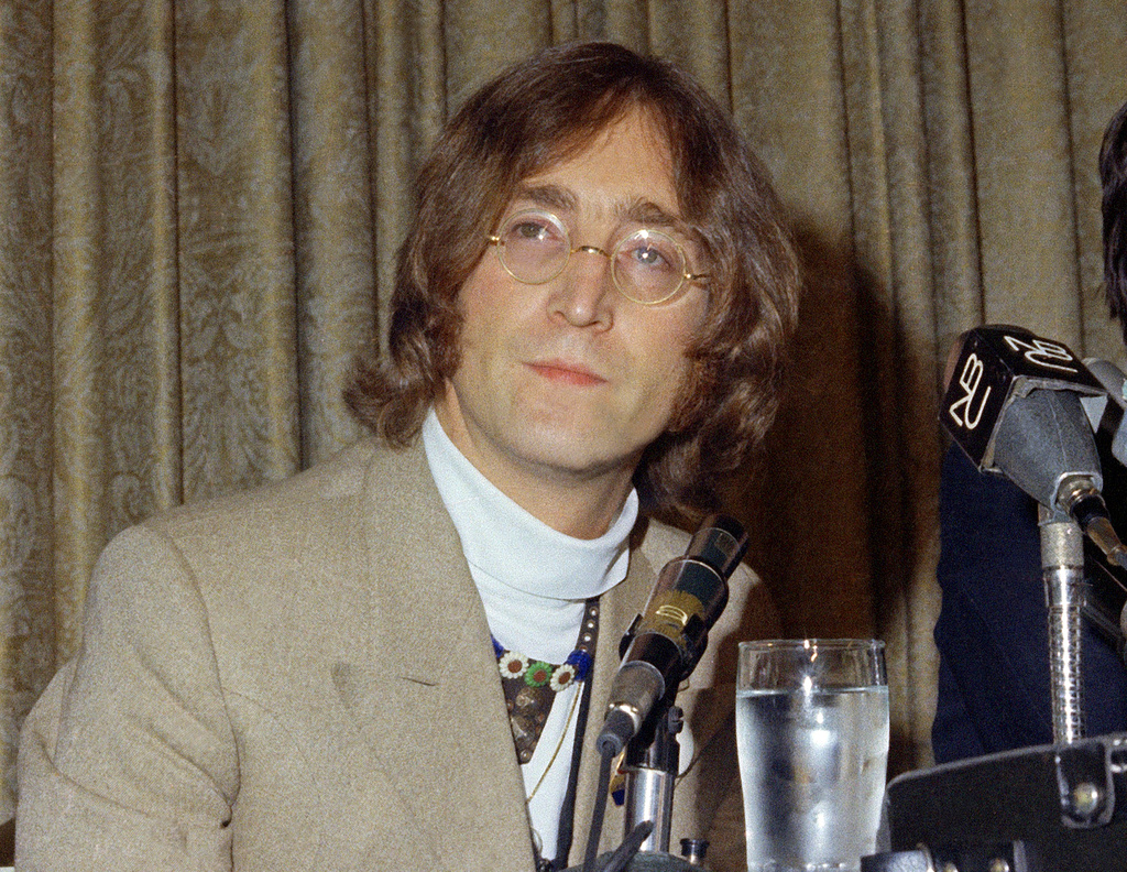 FILE - In this May 13, 1968 file photo, singer John Lennon appears during a press conference at the Hotel Americana in New York. (AP Photo, File)