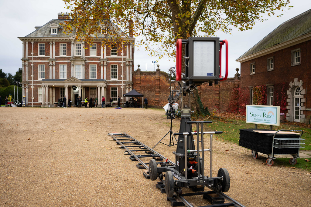This image shows the filming location for the Agatha Christie series "Tommy & Tuppence" in Beaconsfield, England on Wednesday, Oct. 29, 2025. (Photo by Scott A Garfitt/Invision/AP)