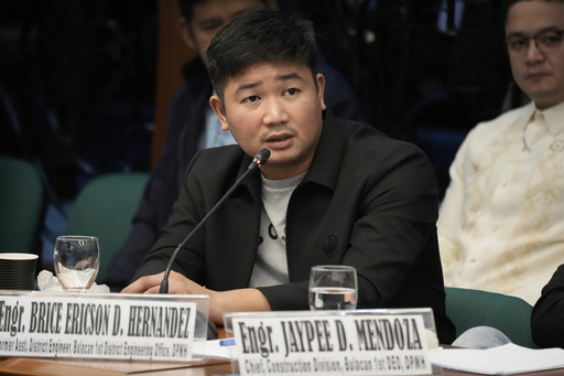 Former DPWH Engineer Brice Ericson Hernandez speaks during investigations on flood-control projects at the Senate Blue Ribbon committee in Pasay city, Philippines on Tuesday, Sept. 23, 2025. (AP Photo/Aaron Favila) Former DPWH Engineer Brice Ericson Hernandez speaks during investigations on flood-control projects at the Senate Blue Ribbon committee in Pasay city, Philippines on Tuesday, Sept. 23, 2025. (AP Photo/Aaron Favila)