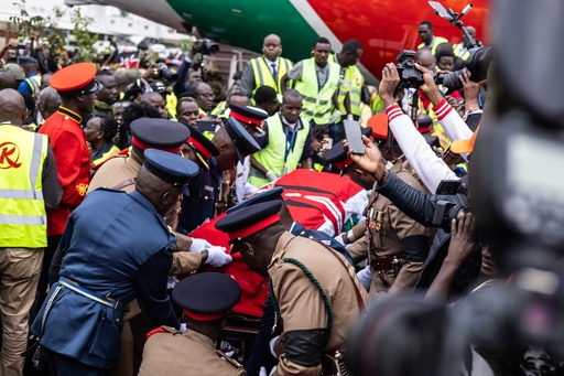 The body of Kenya's former Prime Minister Raila Odinga arrives in Nairobi, Kenya, a day after he died in India, Thursday, Oct. 16, 2025. (AP Photo/Samson Otieno) The body of Kenya's former Prime Minister Raila Odinga arrives in Nairobi, Kenya, a day after he died in India, Thursday, Oct. 16, 2025. (AP Photo/Samson Otieno)