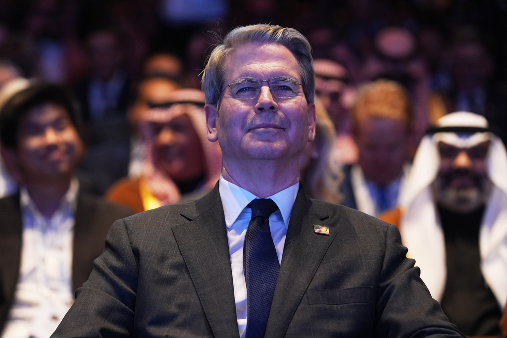 Treasury Secretary Scott Bessent listens during the Saudi Investment Forum at the Kennedy Center, Wednesday, Nov. 19, 2025, in Washington. (AP Photo/Evan Vucci)