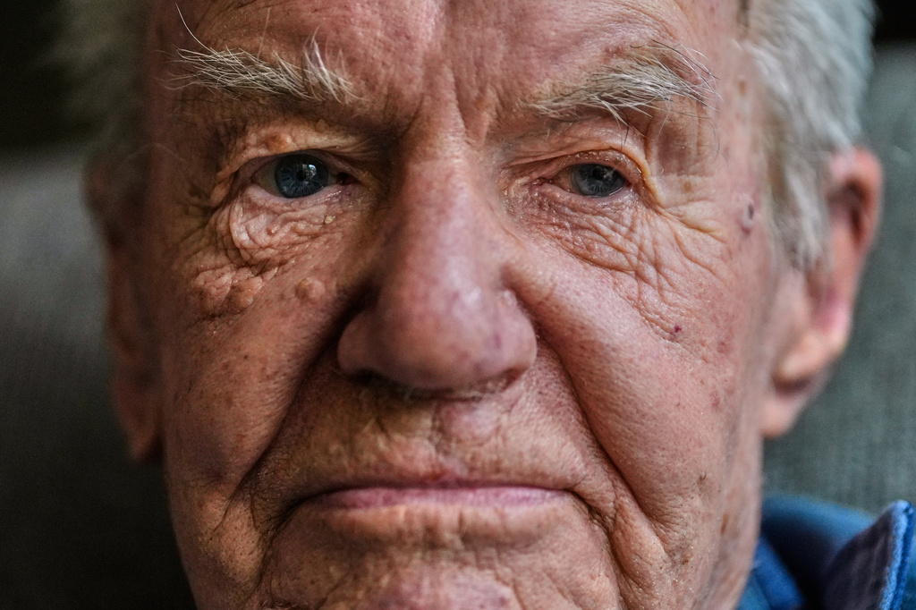 Freeman K. Johnson, a 106-year-old Pearl Harbor survivor, listens to a question during an interview at his home, May 6, 2026, in Centerville, Mass. (AP Photo/Charles Krupa)
