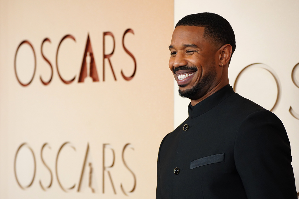 Michael B. Jordan arrives at the Oscars on Sunday, March 15, 2026, at the Dolby Theatre in Los Angeles. (Photo by Jordan Strauss/Invision/AP)