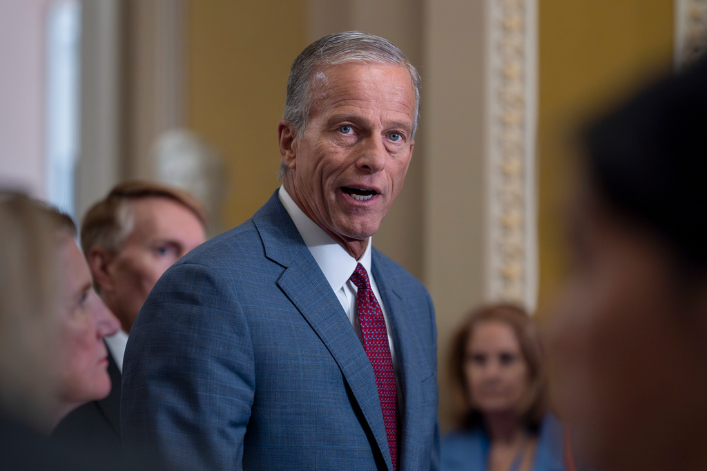 Senate Majority Leader John Thune, R-S.D., meets with reporters on Capitol Hill in Washington, Tuesday, June 9, 2026. (AP Photo/J. Scott Applewhite)