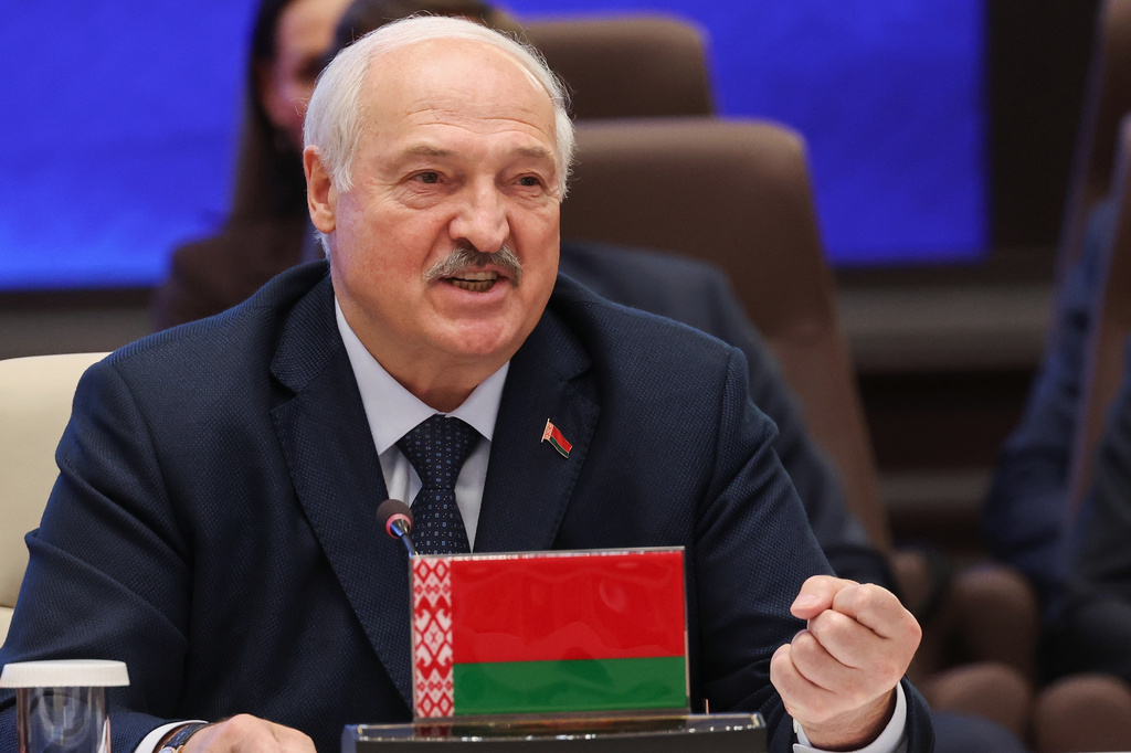 Belarusian President Alexander Lukashenko gestures while speaking at the Shanghai Cooperation Organization (SCO) summit, in Bishkek, Kyrgyzstan, on Tuesday, Sept. 1, 2026. (Vyacheslav Prokofyev, Sputnik, Kremlin Pool Photo via AP)