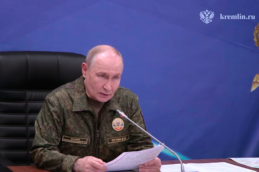 In this image from video provided by the Russian Presidential Press Service on Friday, July 3, 2026. Russian President Vladimir Putin speaks as he visits one of the command posts of the Joint Group of the Russian Forces, at an undisclosed location. (Russian Presidential Press Service via AP)