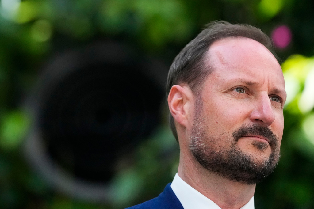 FILE - Norwegian Crown Prince Haakon looks on during a tour at the Amazon Spheres, Wednesday, April 17, 2024, in Seattle. (AP Photo/Lindsey Wasson, File Photo)