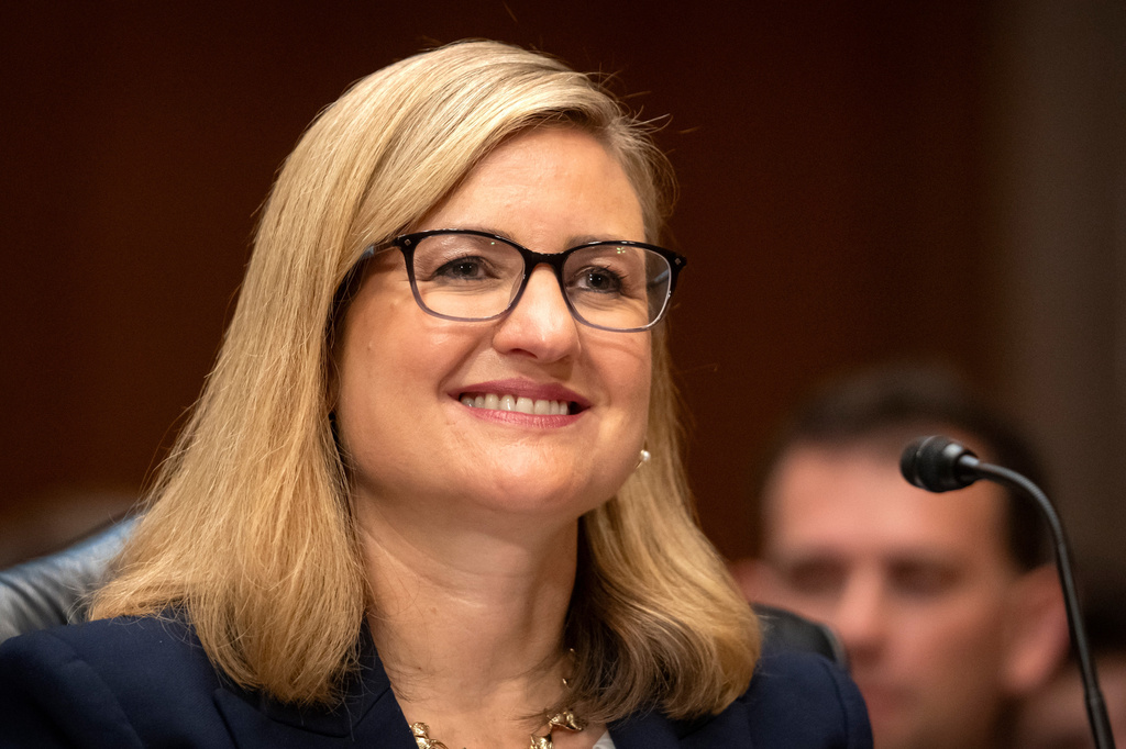 FILE - Phoenix Mayor Kate Gallego listens during a hearing of the Senate Committee on Environment and Public Works on Capitol Hill, July 16, 2025, in Washington. (AP Photo/Mark Schiefelbein, File)