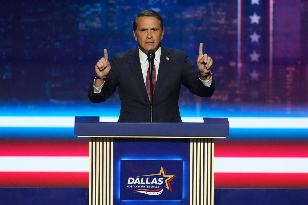 U.S. Attorney General Todd Blanche speaks at the Republican convention in Dallas, Wednesday, Sept. 9, 2026. (AP Photo/Tony Gutierrez)