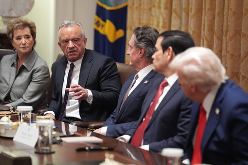 Human Services Secretary Robert F. Kennedy, Jr., speaks as President Donald Trump holds a cabinet meeting at the White House, Thursday, Oct. 9, 2025, in Washington. From left, Education Secretary Linda McMahon, Kennedy, Interior Secretary Doug Burgum, Secretary of State Marco Rubio and President Donald Trump, look on. (AP Photo/Evan Vucci) Human Services Secretary Robert F. Kennedy, Jr., speaks as President Donald Trump holds a cabinet meeting at the White House, Thursday, Oct. 9, 2025, in Washington. From left, Education Secretary Linda McMahon, Kennedy, Interior Secretary Doug Burgum, Secretary of State Marco Rubio and President Donald Trump, look on. (AP Photo/Evan Vucci)