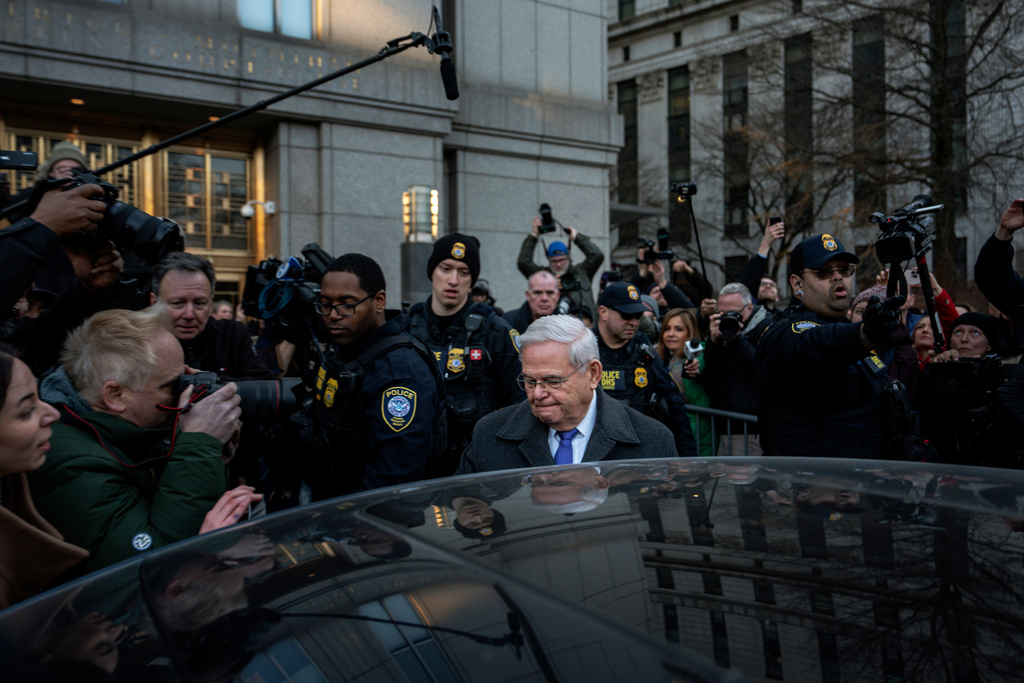 Former U.S. Sen. Bob Menendez, D-N.J., departs Manhattan federal court after his sentencing on a bribery conviction, Jan. 29, 2025, in New York. (AP Photo/Julia Demaree Nikhinson, File)