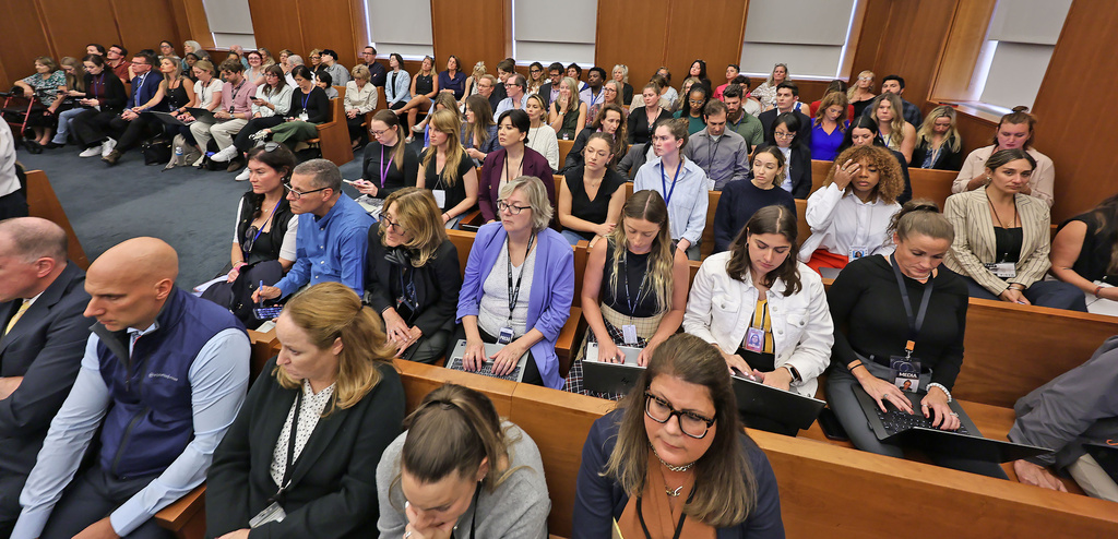 People attend the Lindsay Clancy trial in Plymouth, Mass., on Thursday, Sept. 3, 2026. (Greg Derr/The Patriot Ledger via AP, Pool)