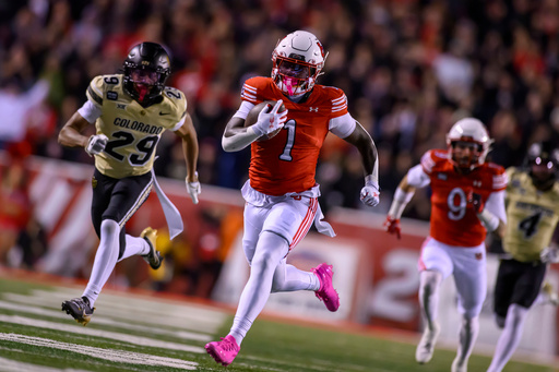 Utah running back Wayshawn Parker (1) runs for a touchdown during an NCAA college football game against Colorado, Saturday, Oct. 25, 2025, in Salt Lake City, Utah. (AP Photo/Tyler Tate) Utah running back Wayshawn Parker (1) runs for a touchdown during an NCAA college football game against Colorado, Saturday, Oct. 25, 2025, in Salt Lake City, Utah. (AP Photo/Tyler Tate)