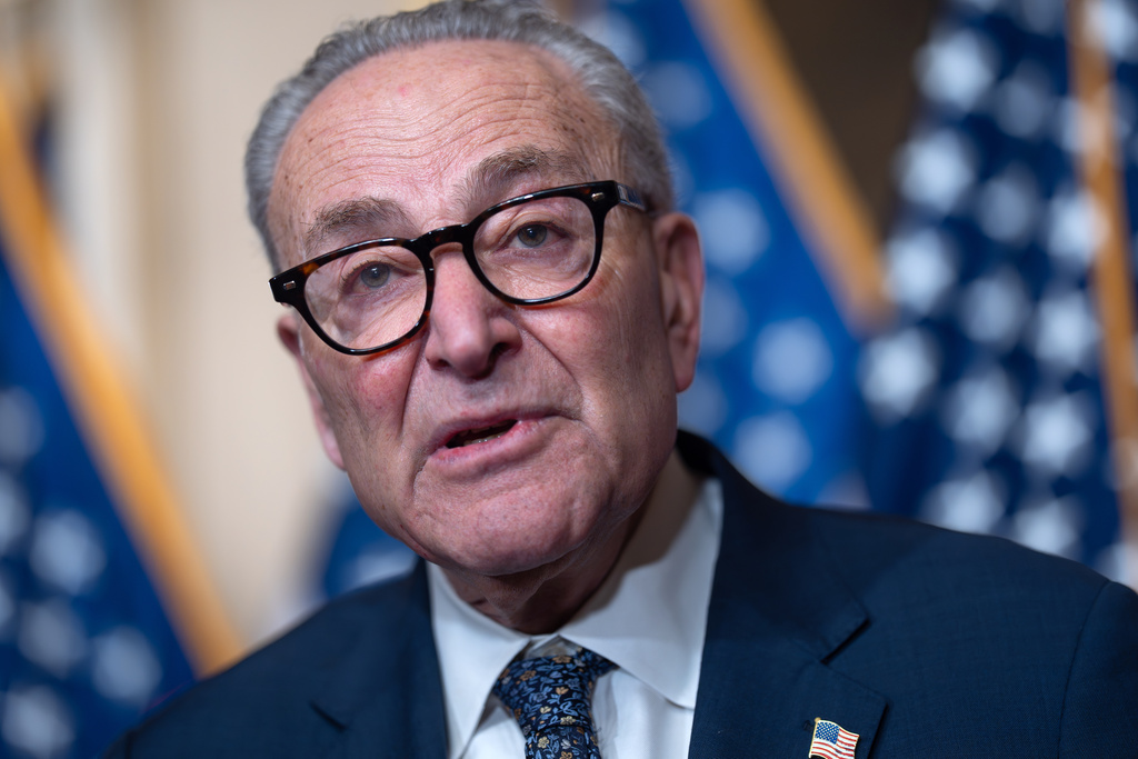 Senate Minority Leader Chuck Schumer, D-N.Y., criticizes Republicans for their healthcare policies, at a news conference on day 29 of the government shutdown, at the Capitol in Washington, Wednesday, Oct. 29, 2025. (AP Photo/J. Scott Applewhite)