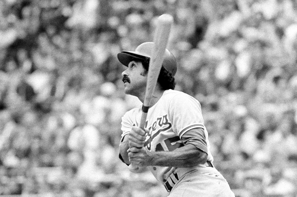 FILE - Los Angeles Dodgers' Davey Lopes hits a home run during an NL playoff baseball game against the Philadelphia Phillies, Thursday, Oct. 5, 1977, Philadelphia. (AP Photo/Rusty Kennedy, File)