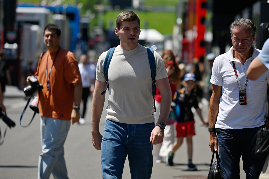 Red Bull driver Max Verstappen of the Netherlands walks through the paddock as he arrives for the Austrian F1 Grand Prix, in Spielberg, Austria, Thursday, June 25, 2026. (AP Photo/Denes Erdos)