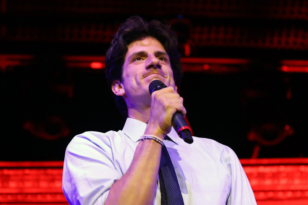 Democratic congressional candidate Jack Schlossberg speaks during an election night watch party Tuesday, June 23, 2026, in New York. (AP Photo/Heather Khalifa)