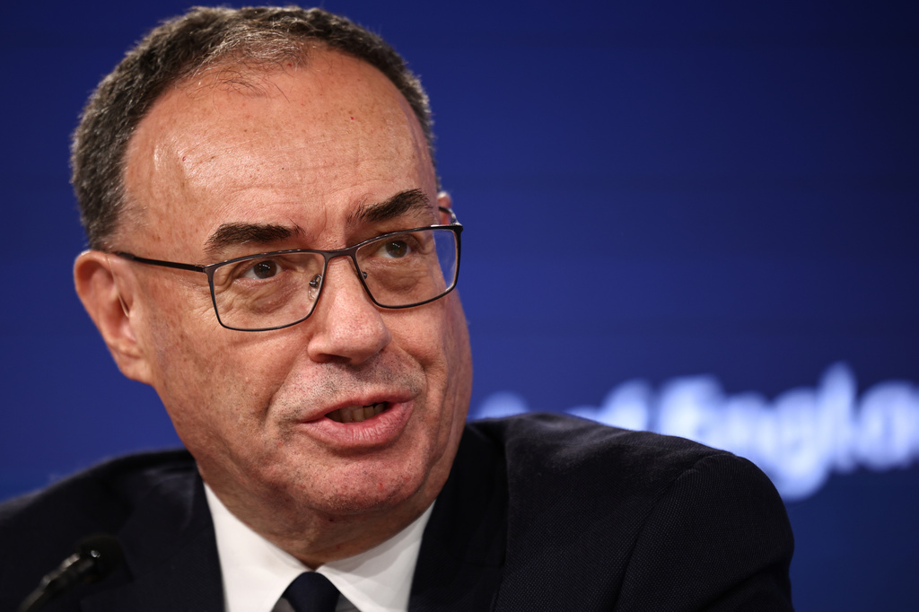 Bank of England (BoE) Governor Andrew Bailey speaks during the Monetary Policy Report press conference in London, Thursday, July 30, 2026. (Henry Nicholls/Pool Photo via AP)