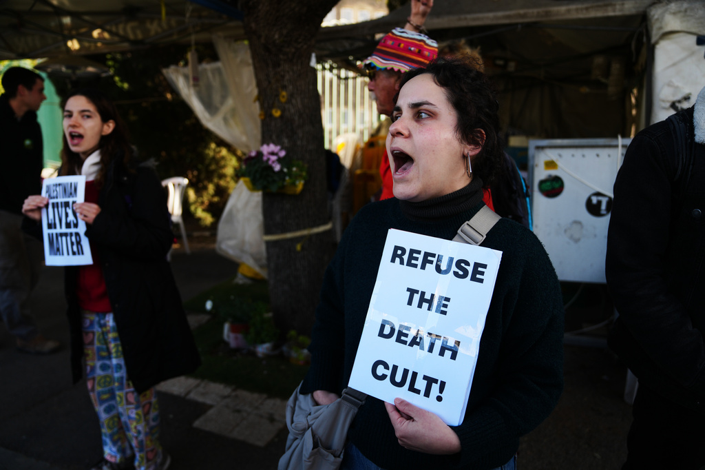 People protest against the decision by Israel's parliament to approve the death penalty for Palestinians convicted of murdering Israelis, in Jerusalem Tuesday, March 31, 2026. (AP Photo/Mahmoud Illean)