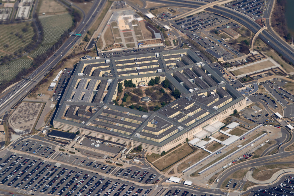 FILE - The Pentagon is seen from Air Force One as it flies over Washington on March 2, 2022. (AP Photo/Patrick Semansky, File)