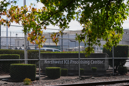 The entrance to the Northwest U.S. Immigration and Customs Enforcement Processing Center is seen, Aug. 13, 2025, in Tacoma, Wash. (AP Photo/Lindsey Wasson) The entrance to the Northwest U.S. Immigration and Customs Enforcement Processing Center is seen, Aug. 13, 2025, in Tacoma, Wash. (AP Photo/Lindsey Wasson)