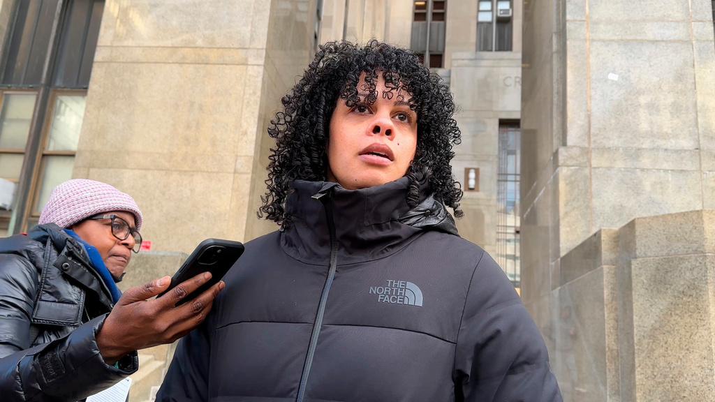 Halena Herrera speaks to reporters, Friday, Jan. 16, 2026 in New York, after the sentencing of Daniel Hyden, a drunk driver who killed four people, including her best friend, when he plowed his pickup truck into a crowd at a New York City park on July 4, 2024. (AP Photo/Michael R. Sisak)