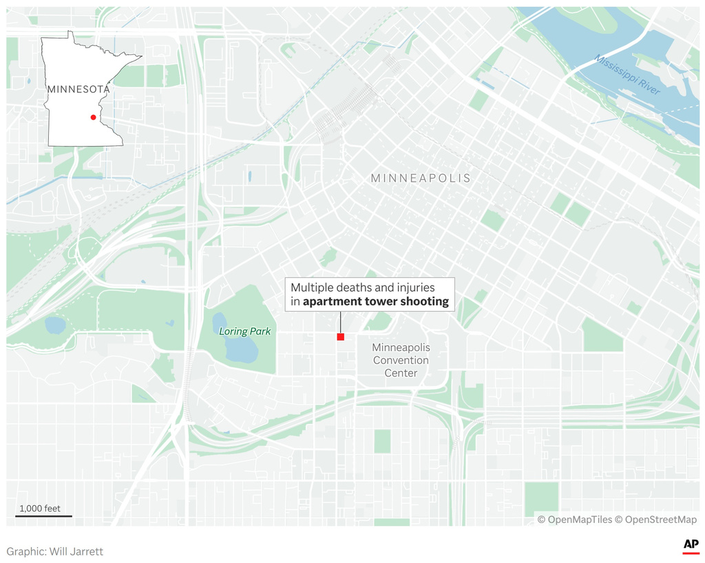 A map showing the location of the shooting in the Minneapolis, Minnesota. (AP Digital Embed)