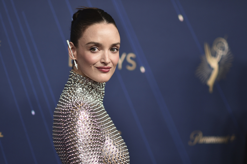 Charlotte Le Bon arrives at the 77th Primetime Emmy Awards on Sunday, Sept. 14, 2025, at the Peacock Theater in Los Angeles. (Photo by Richard Shotwell/Invision/AP)