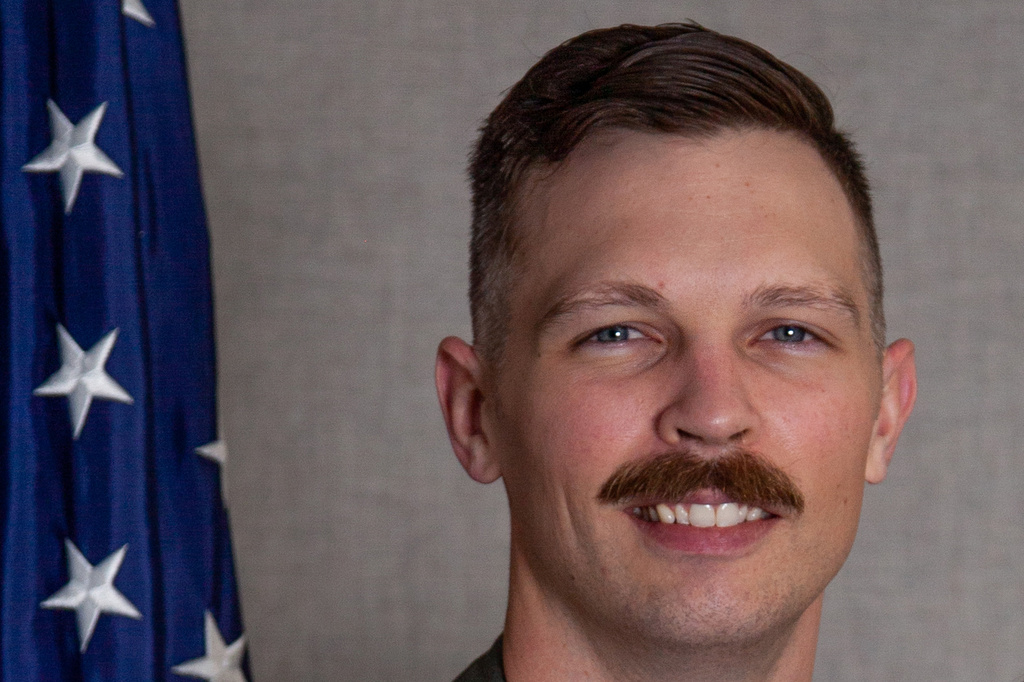 This undated photo provided by the Edwards Air Force Base shows Maj. Brad Hovey. (Edwards Air Force Base via AP)