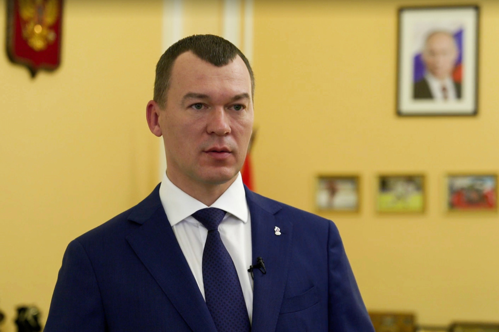 In this image made from video provided by Russian Ministery of Sports Press Service on Tuesday, July 7, 2026, Russian Sports Minister and Russian Olympic Committee President Mikhail Degtyarev speaks during recording a statement in Moscow. (Russian Ministery of Sports Press Service via AP)