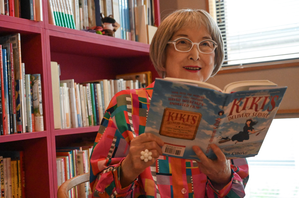Eiko Kadono, the author of "Kiki's Delivery Service," poses for photo in Kamakura, Japan, on June 22, 2026. (AP Photo/Ayaka McGill)