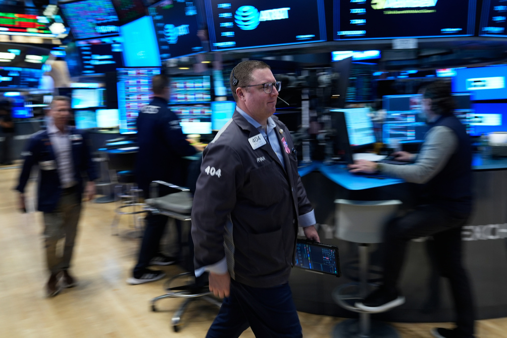 Ryan Falvey works on the floor at the New York Stock Exchange in New York, Tuesday, March 10, 2026. (AP Photo/Seth Wenig)