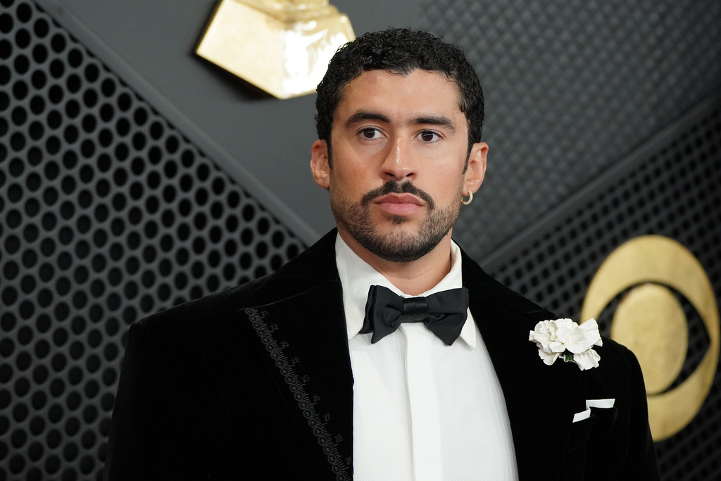 Bad Bunny arrives at the 68th annual Grammy Awards on Sunday, Feb. 1, 2026, in Los Angeles. (Photo by Jordan Strauss/Invision/AP)
