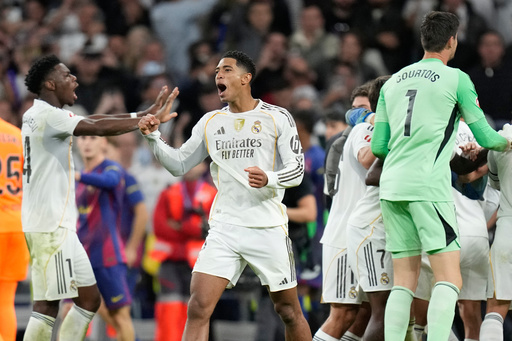Real Madrid's Jude Bellingham reacts after a La Liga soccer match between Real Madrid and Barcelona in Madrid, Spain, Sunday, Oct. 26, 2025. (AP Photo/Bernat Armangue) Real Madrid's Jude Bellingham reacts after a La Liga soccer match between Real Madrid and Barcelona in Madrid, Spain, Sunday, Oct. 26, 2025. (AP Photo/Bernat Armangue)